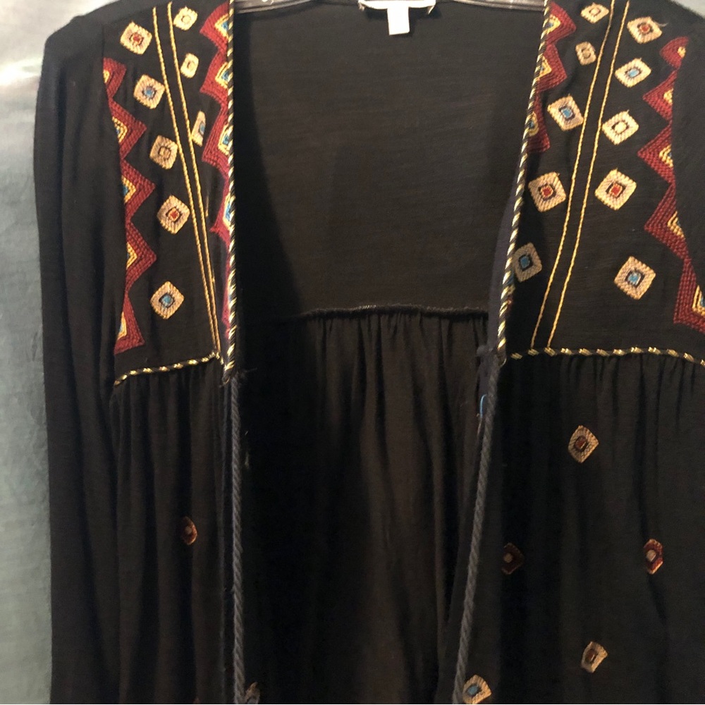 Neiman Marcus boho tie front cardigan - Picture 8 of 12